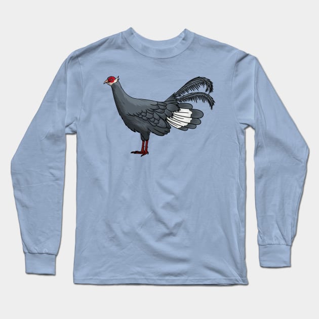 Blue eared pheasant bird cartoon illustration Long Sleeve T-Shirt by Cartoons of fun